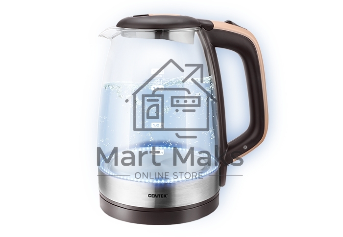 Чайник Centek CT-0065 <Beige> стекло, 1.7л 2200Вт, LED-подсветка, мерная шкала, защита от вкл б/воды