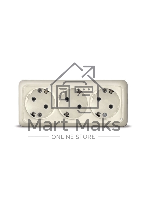 Розетка 3-м ОП Олимп с заземл. беж. UNIVersal 1167