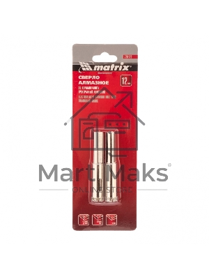 Сверло алмазное Matrix по керамограниту, 12 х 67 мм, 3-гранный хвостовик 2 шт.