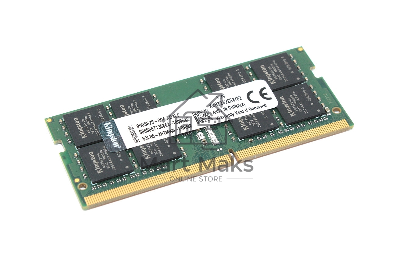 Оперативная память Kingston, DDR4, 32GB (1x32 GB), 3200 MHz, CL22, SO-DIMM