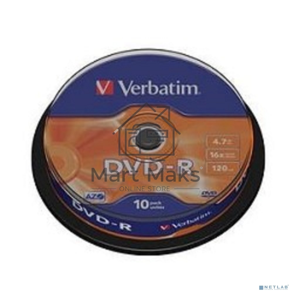 Диск DVD-R Verbatim 4.7Gb 16x Cake Box (10шт) (43523)