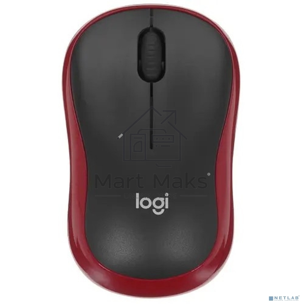 Мышь беспроводная Logitech M185, красный, 1000 dpi, радиоканал, USB, кнопки - 3
