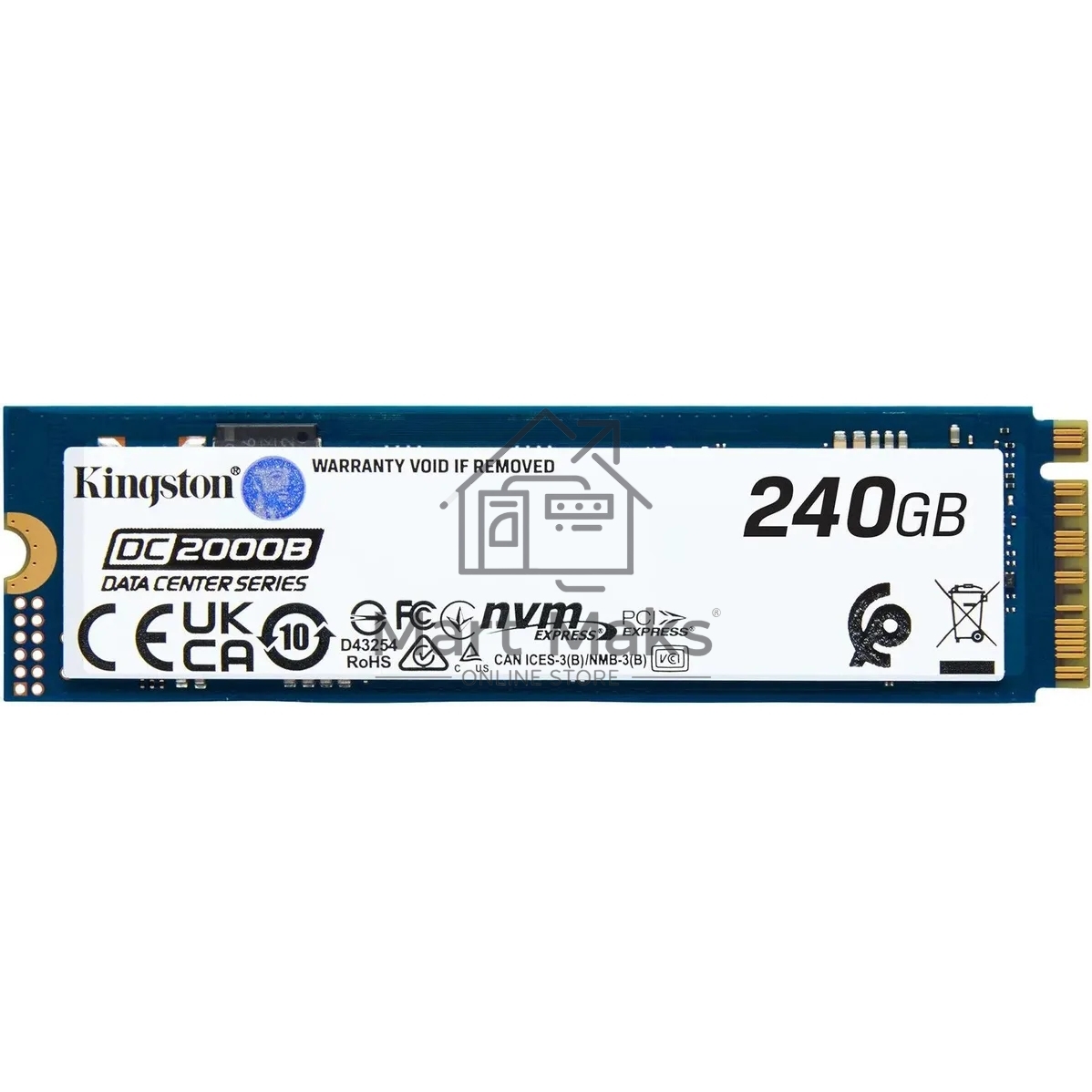 Накопитель SSD Kingston DC2000B, 240GB, PCIe 4.0 x4, M.2 2280, R/W 4500/400