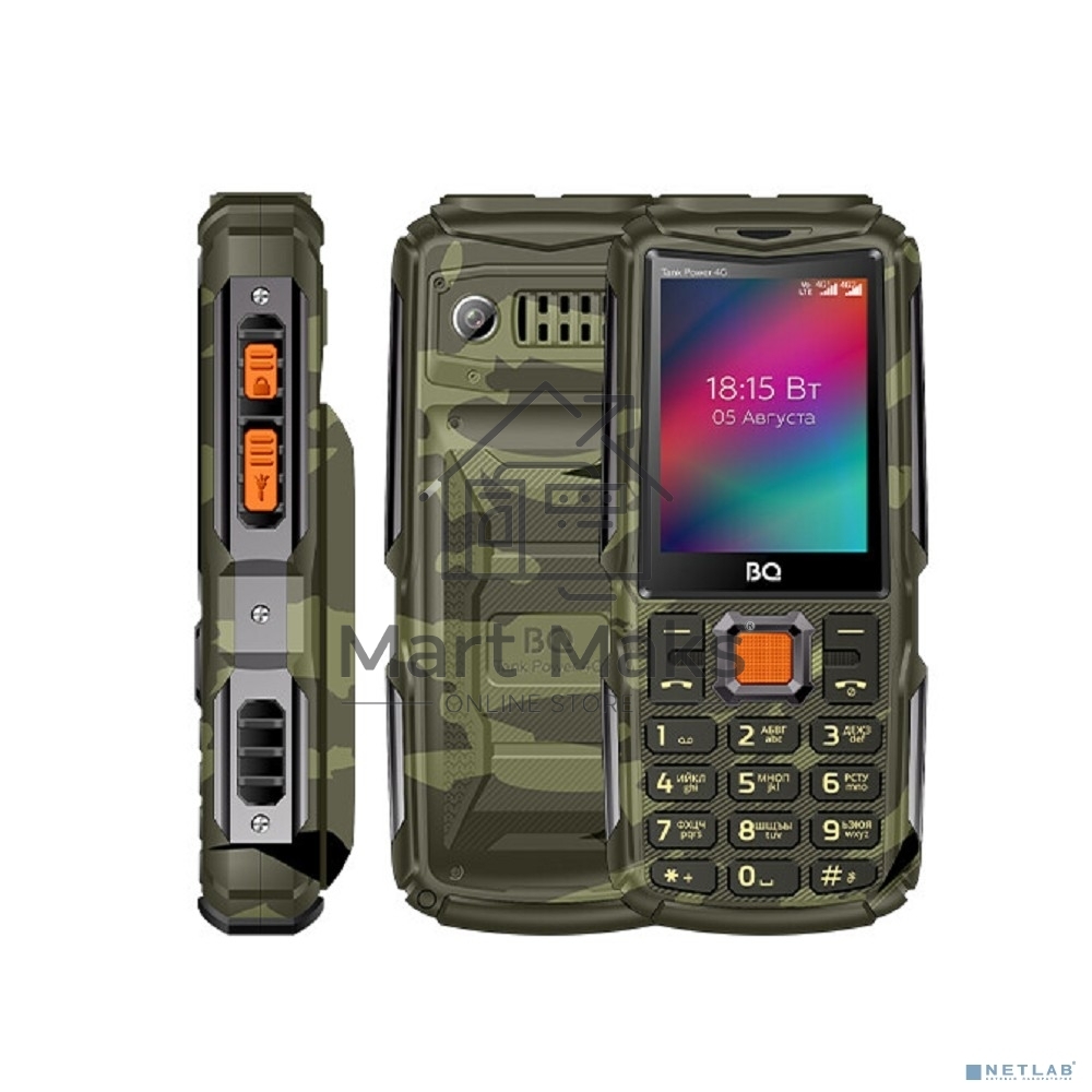 Мобильный телефон BQ 2410L Tank Power 4G камуфляж/метал