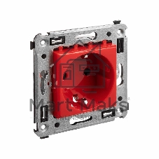 Розетка DKC Avanti 4401003 2P+E со шторками, красный квадрат