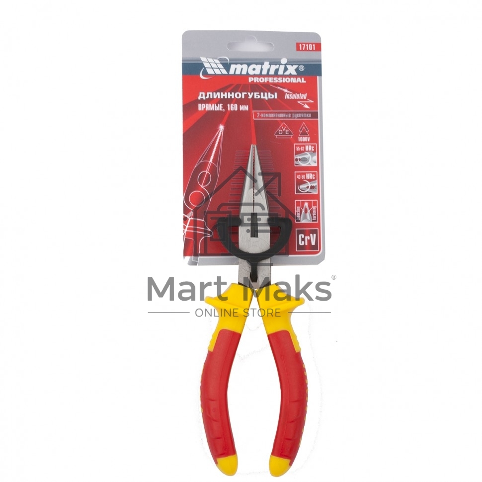 Длинногубцы Matrix прямые Insulated, 160мм, двухкомпонентные рукоятки PROFESSIONAL