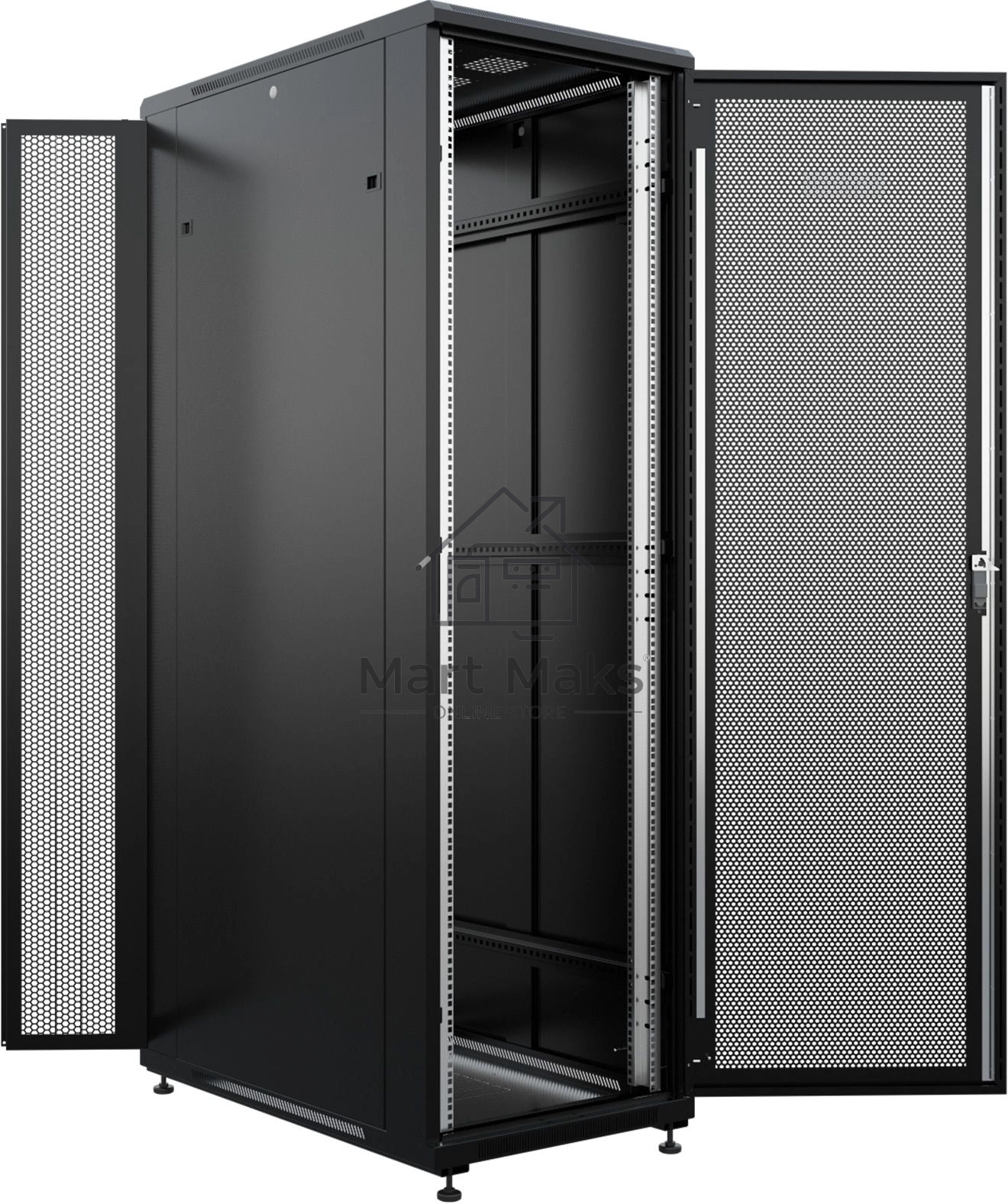 Шкаф серверный NTSS Премиум (NTSS-R42U60100PD/PDD-BL) напольный 42U 600x1000мм пер.дв.перфор. задн.дв.перфор.2-хст. 900кг черный 510мм 111кг 2210мм IP20