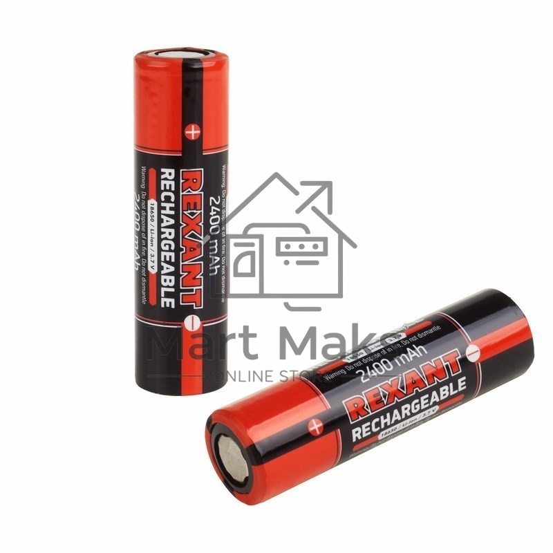 Аккумулятор 18650 unprotected Li-ion 2400 mAH 3.7 В Rexant