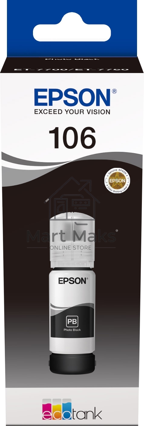 Картридж струйный Epson 106BK C13T00R140 черный (70мл) для Epson L7160/7180