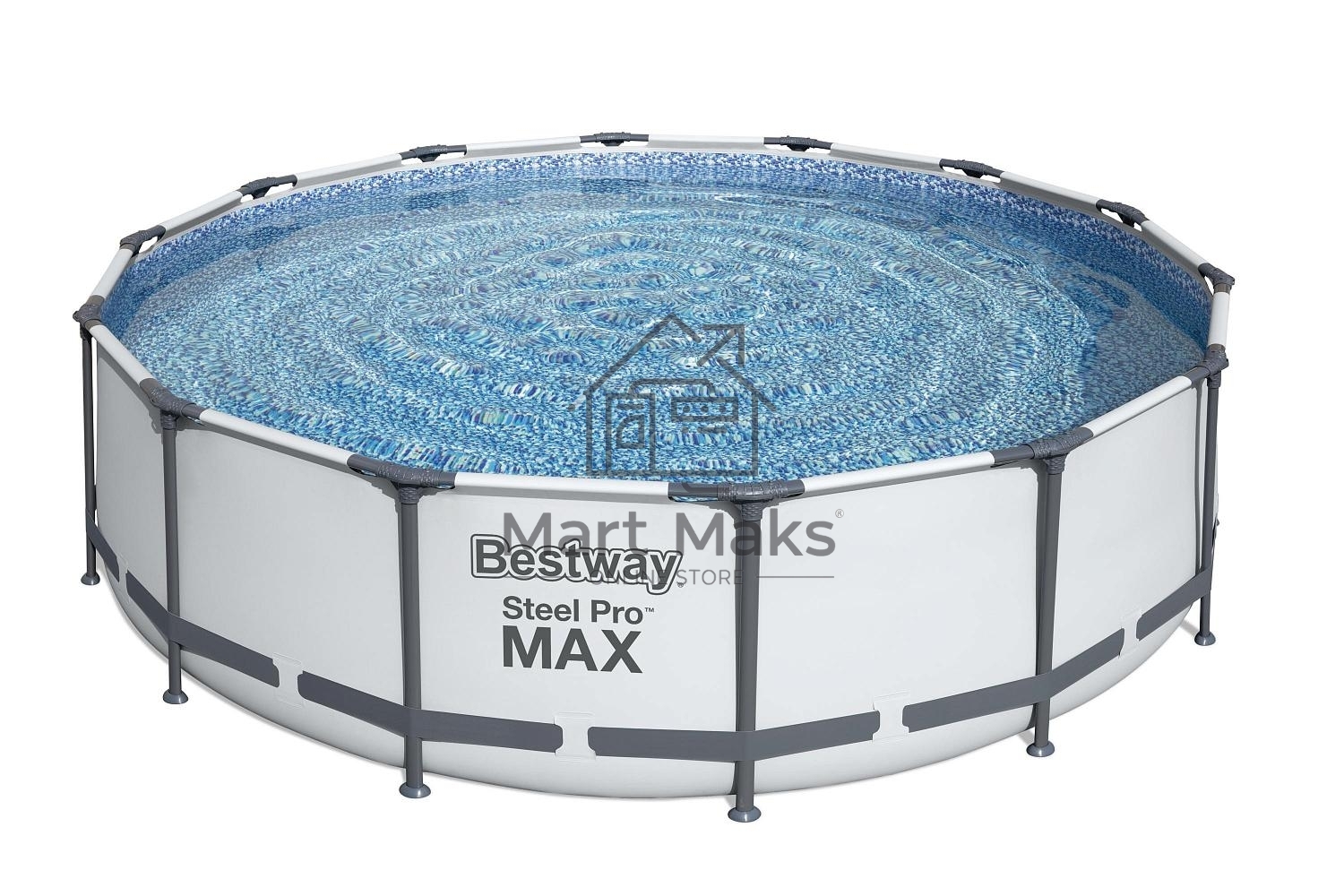 56950 BW, Bestway, Каркасный бассейн Steel Pro Max 427х107см, 13030л, фил.-насос 3028л/ч, лестница, тент, уп.1