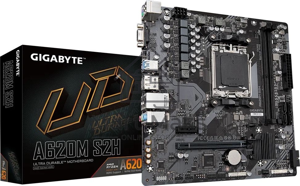 Материнская плата Gigabyte A620M S2H, Micro-ATX, AM5, AMD A620, 2xDDR5, 4xSATA, 1xM.2, 1xPCI-E 4.0 x16, 1xDP, 1xHDMI, 1xVGA, 1x1Gb LAN, 2xUSB 3.2 Gen 1, 4xUSB 2.0, 3x3.5mm, 7.1, mATX