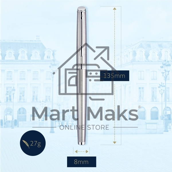 Ручка роллер Waterman Hemisphere (CWS0920450) Steel CT F, черные чернила, подарочная коробка