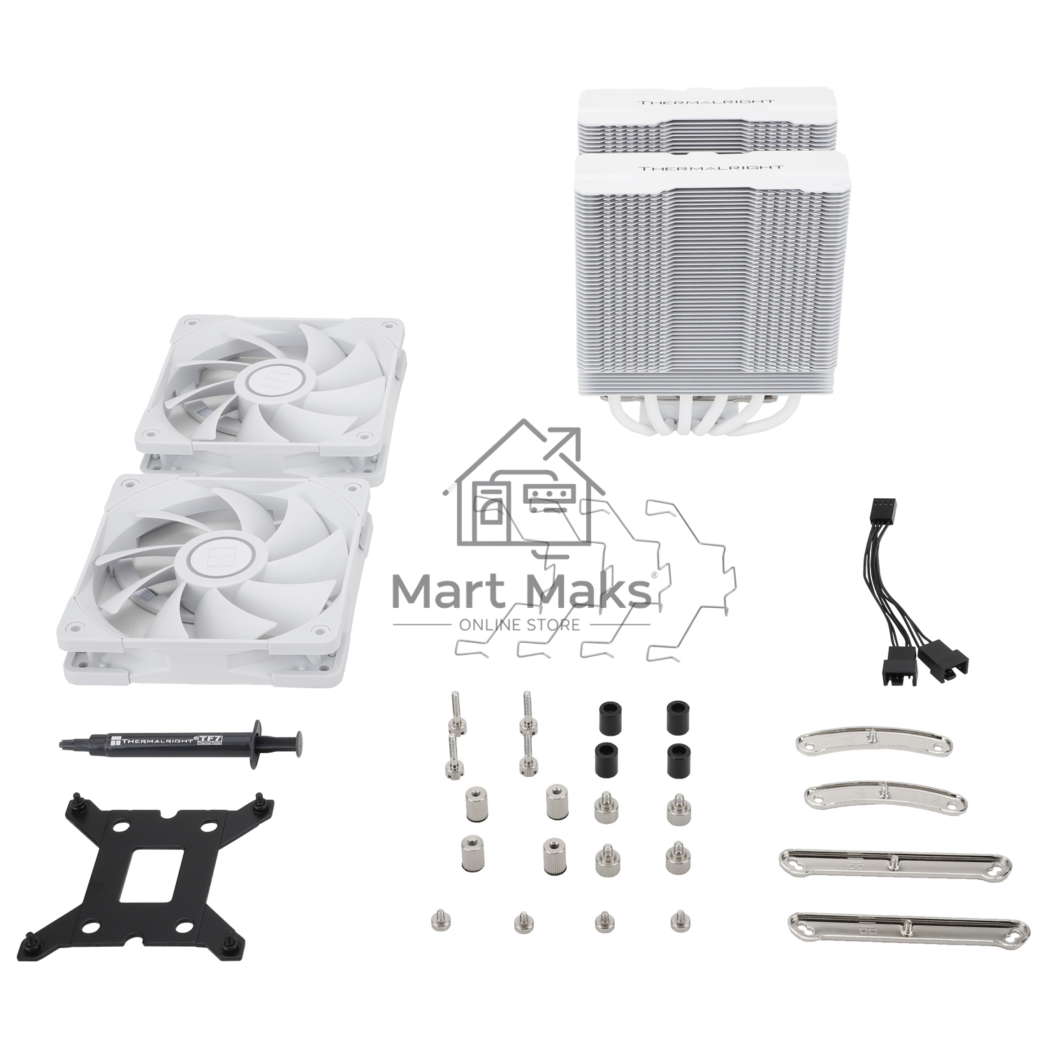 Кулер для процессора Thermalright Peerless Assassin 120 White (4-pin PWM, 157mm, Ni/CU, 6x6mm, 2x120mm, 66.17CFM, 25.6dBA, 1550RPM, S: 1700, 1200, 20XX, 115X, AM5, AM4)