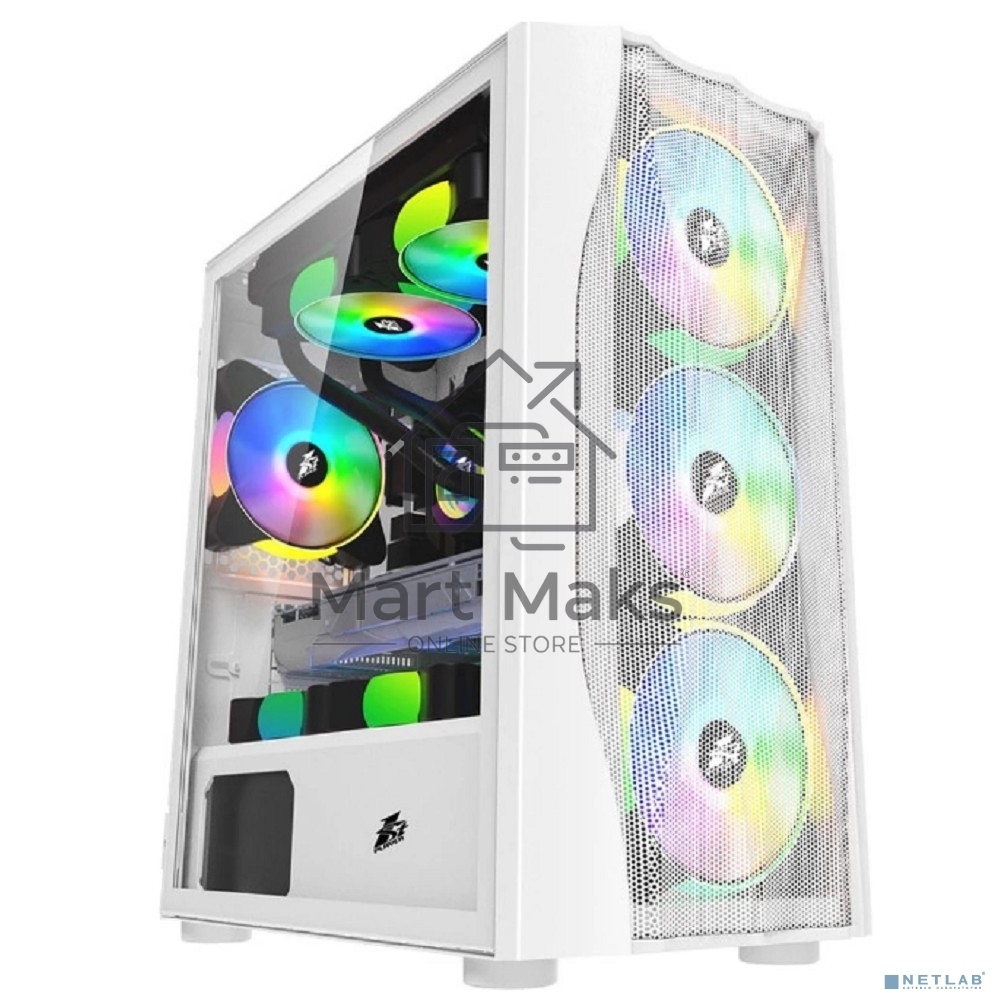 Компьютерный корпус 1STPLAYER FIREBASE X3-M белый, mATX, TG, 4x120мм LED fans inc.