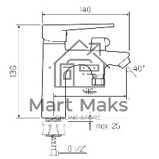 SL141-001F-1 Смеситель для умывальника с душем, Ø35
