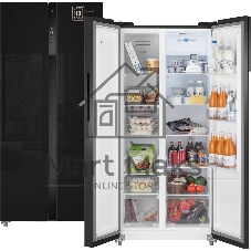 Холодильник Weissgauff WSBS 500 Inverter NoFrost Black двухкамерный 270/180л морозилка слева, No Frost, Side by Side