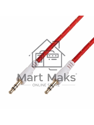 Аудиокабель AUX Rexant 3.5 мм в тканевой оплетке 1 м красный