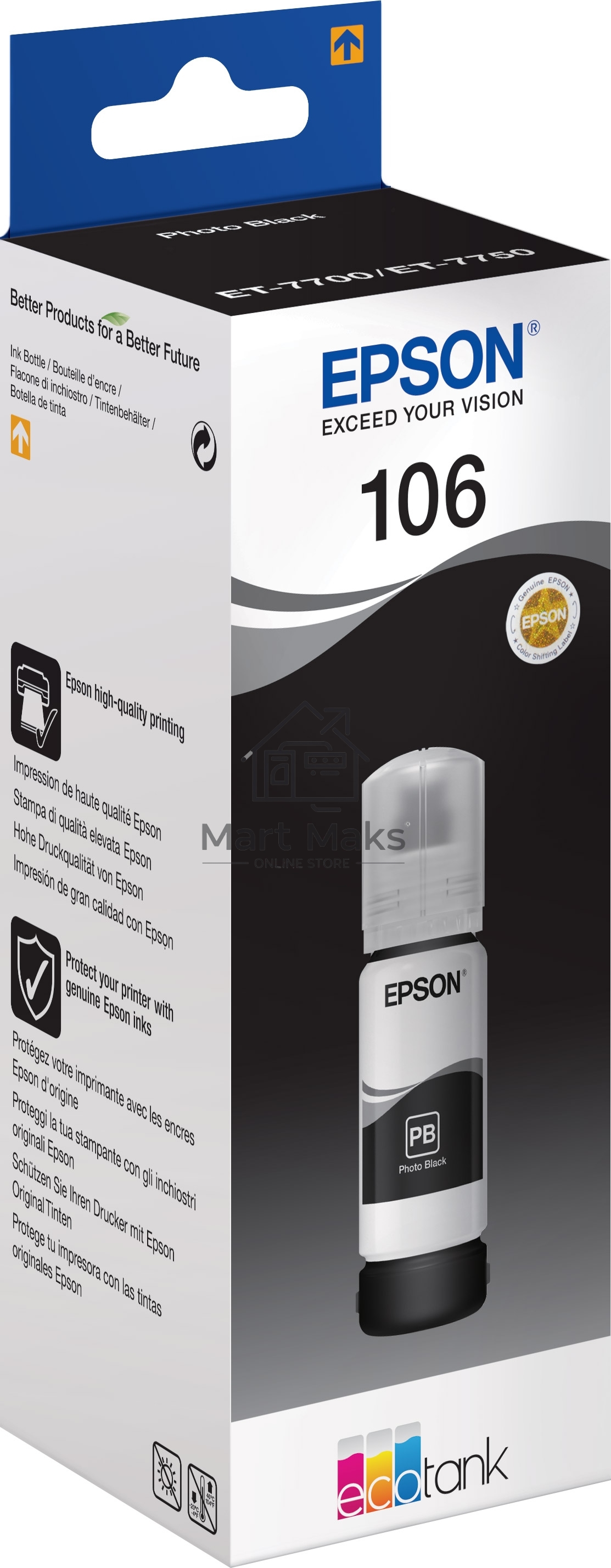 Картридж струйный Epson 106BK C13T00R140 черный (70мл) для Epson L7160/7180