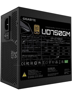 Блок питания Gigabyte ATX 750W GP-UD750GM 80+ gold 24+2x(4+4) pin APFC 120mm fan 8xSATA Cab Manag RTL