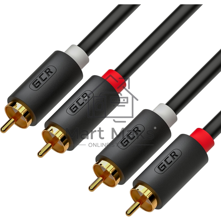 Кабель Greenconnect GCR-53116 5.0m аудио 2 х RCA / 2 х RCA, GOLD, черный