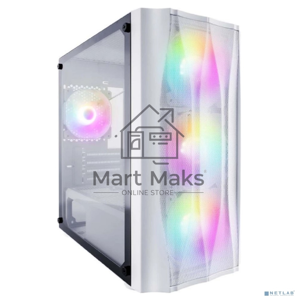 Компьютерный корпус 1STPLAYER FIREBASE X3-M белый, mATX, TG, 4x120мм LED fans inc.