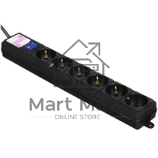 Фильтр-удлинитель PC 3 м 6 р, черный 16А, SPG6-B2