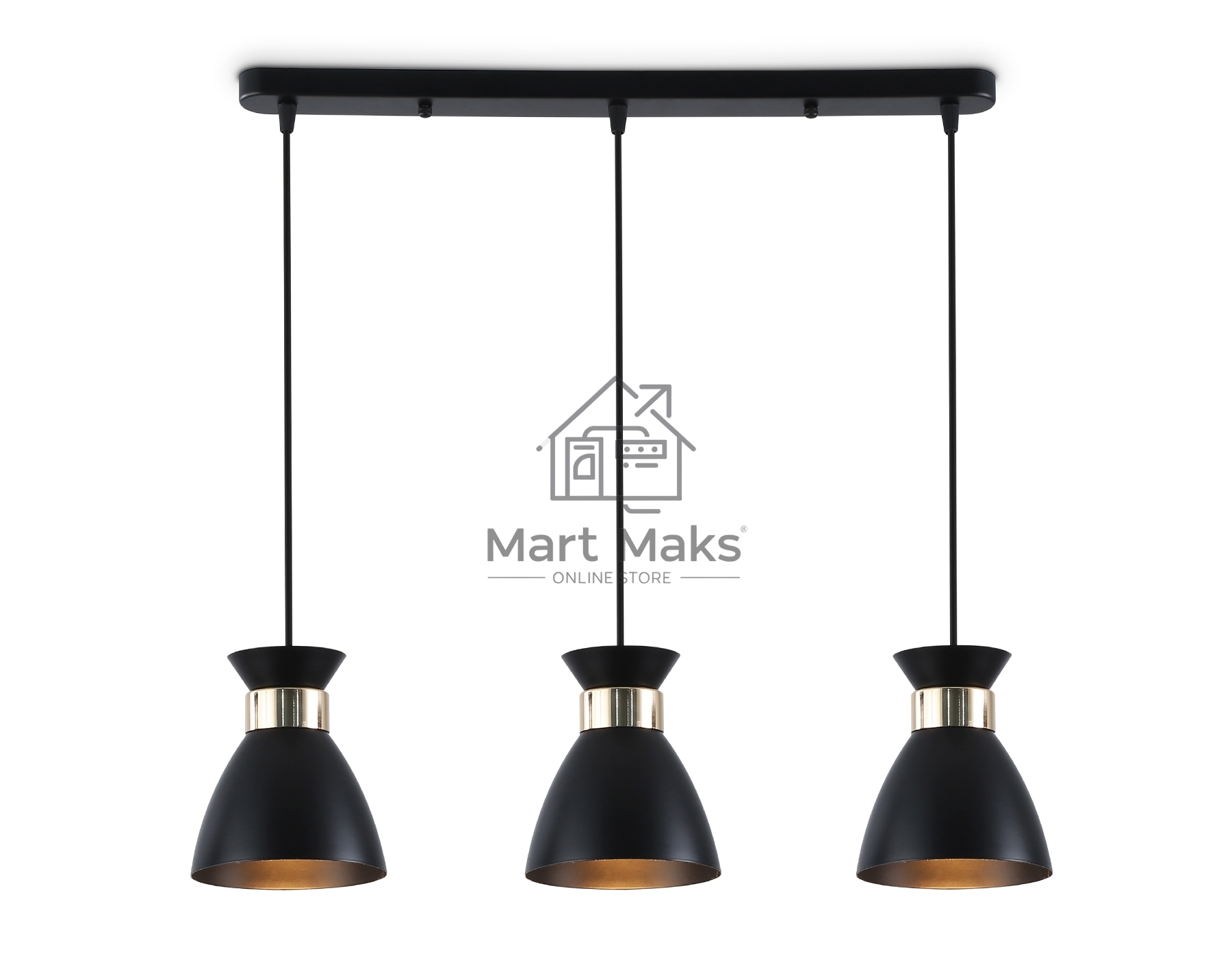 Светильник Ambrella light TR8469/3 BK/FGD черный/золото E27/3 max 60W 550*135*1000