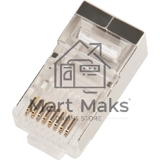 Коннектор RJ45 тип EZ, 8P8C, STP, Cat.5e, универсальный, со вставкой, покрытие 50 микрон,100 шт.
