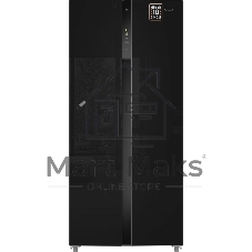 Холодильник Weissgauff WSBS 500 Inverter NoFrost Black двухкамерный 270/180л морозилка слева, No Frost, Side by Side
