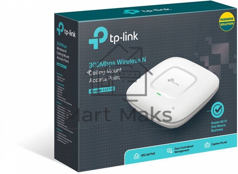 Беспроводная потолочная точка доступа серии N TP-LINK SMB EAP115 скорость до 300 Мбит/с