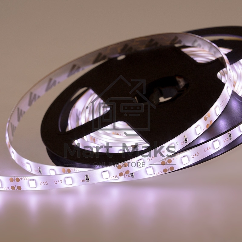 Лента LED силикон, 8 мм, IP65, SMD 2835, 60 LED/m, 12 V, цвет свечения белый