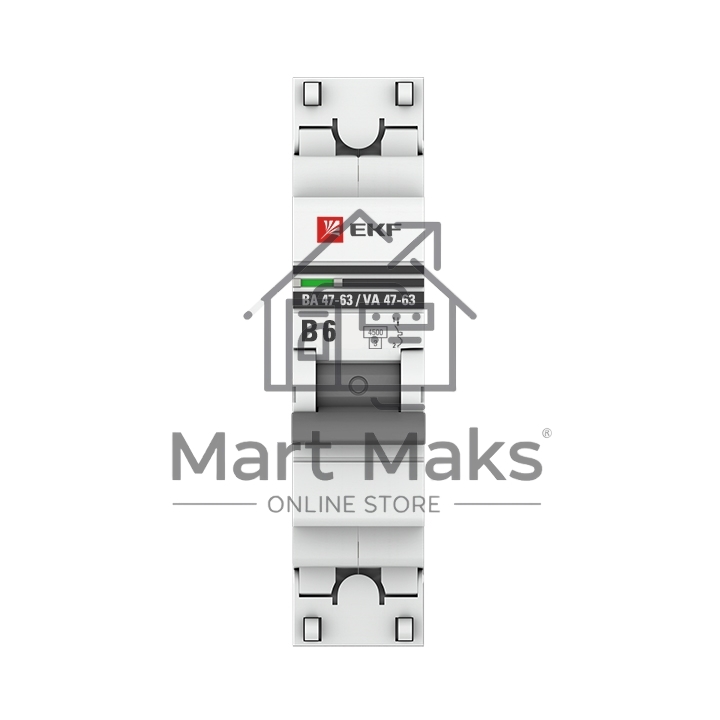 Выключатель автоматический модульный 1п B 6А 4.5кА ВА 47-63 PROxima EKF mcb4763-1-06B-pro