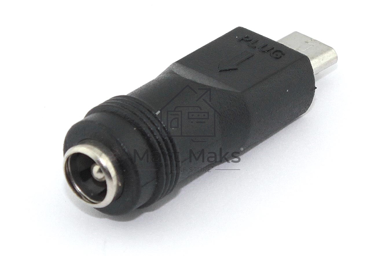 Переходник 5,5x2,1 мама на Micro USB папа 5 Pin