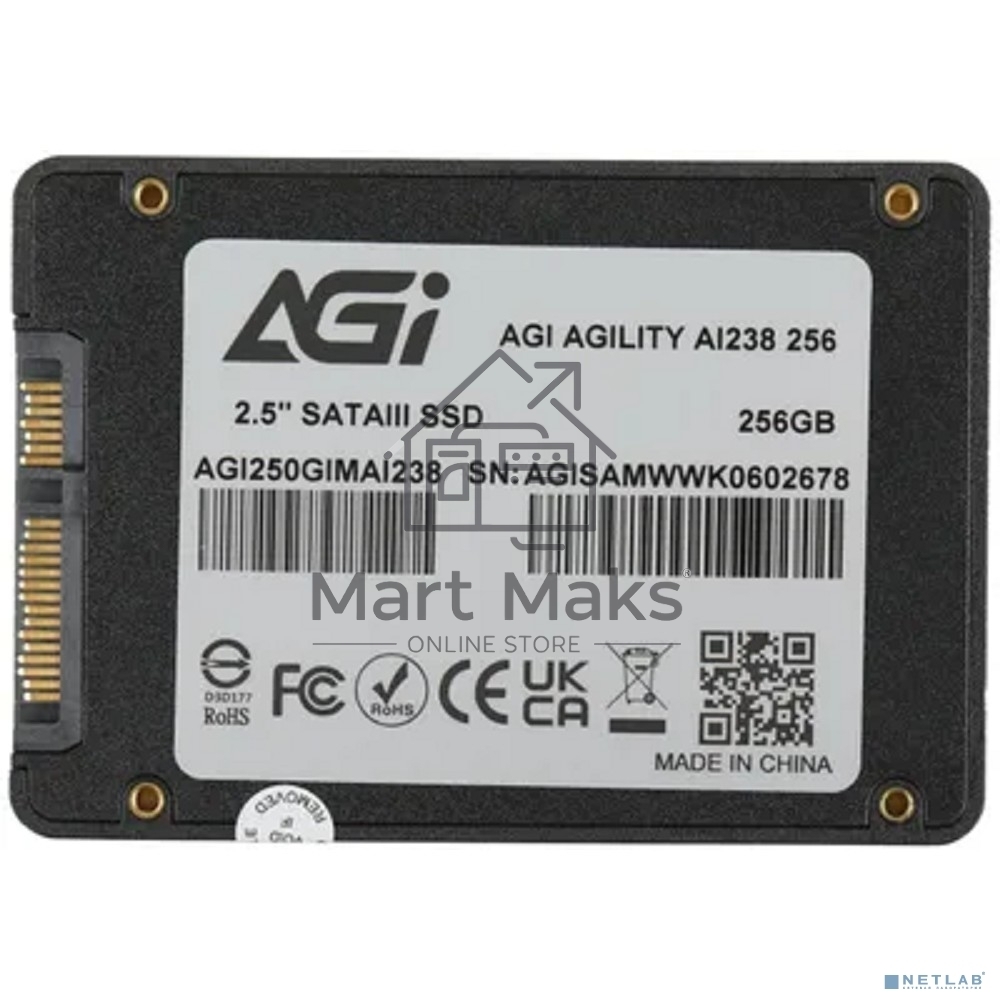 Накопитель SSD AGI AI238, 256Gb, SATA III, 2.5