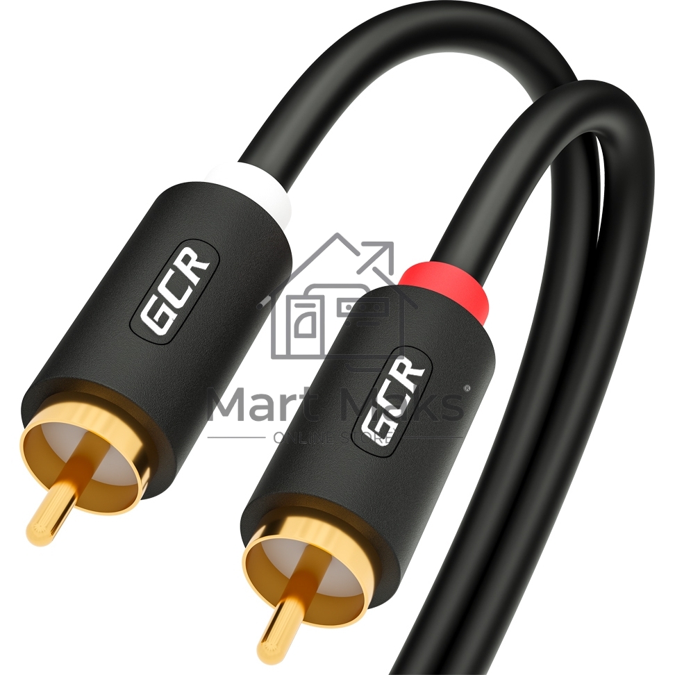 Кабель Greenconnect GCR-53116 5.0m аудио 2 х RCA / 2 х RCA, GOLD, черный