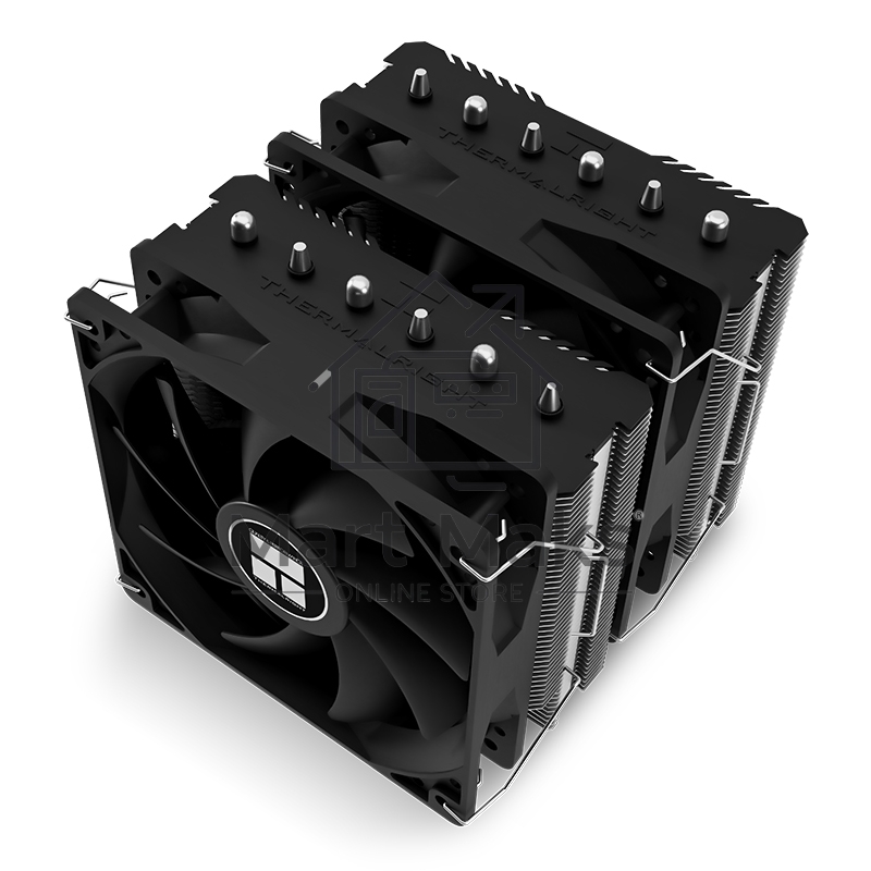 Кулер для процессора Thermalright Peerless Assassin 120 SE черный (4-pin PWM, 155mm, Ni/Cu, 6x6mm, 2x120mm, 66.17CFM, 25.6dBA, 1550RPM, S: 1200, 1700, 1851, 115X, AM4, AM5, silver, black)