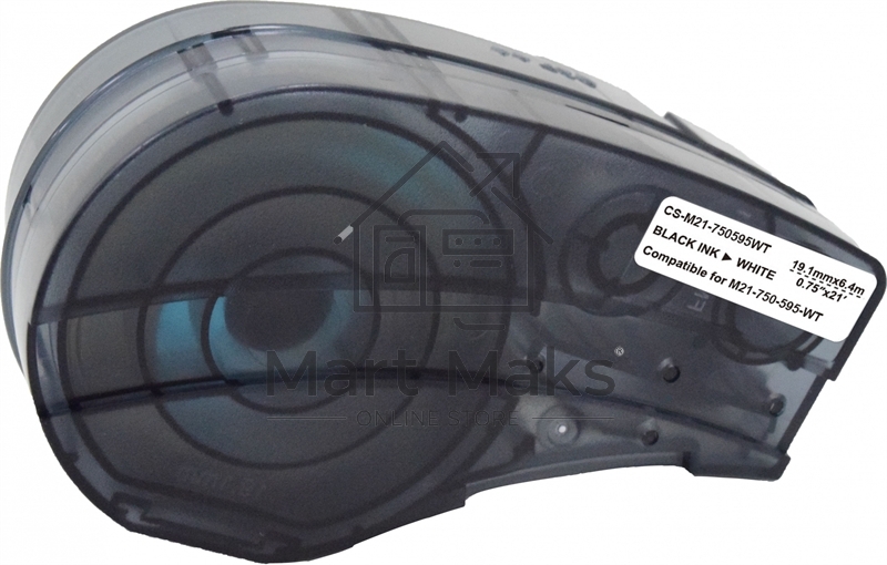 Картридж ленточный Cactus CS-M21-750595WT черный шрифт, белый фон (19.1 мм, 6.4 м) для Brady BMP21-PLUS, BMP21-LAB