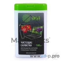 Салфетки Cactus CS-T1005 Туба с чистящими салфетками для планшетов, ноутбуков и моб.телефонов,100 шт