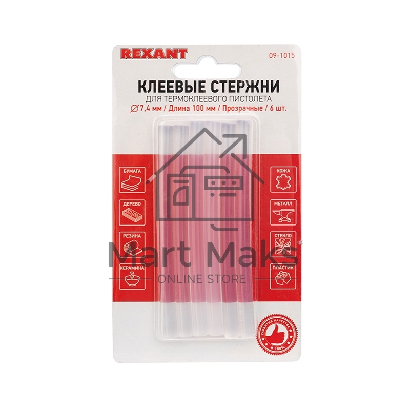 Клеевые стержни Rexant, Ø7 мм, 100 мм, прозрачные, 6 шт., блистер