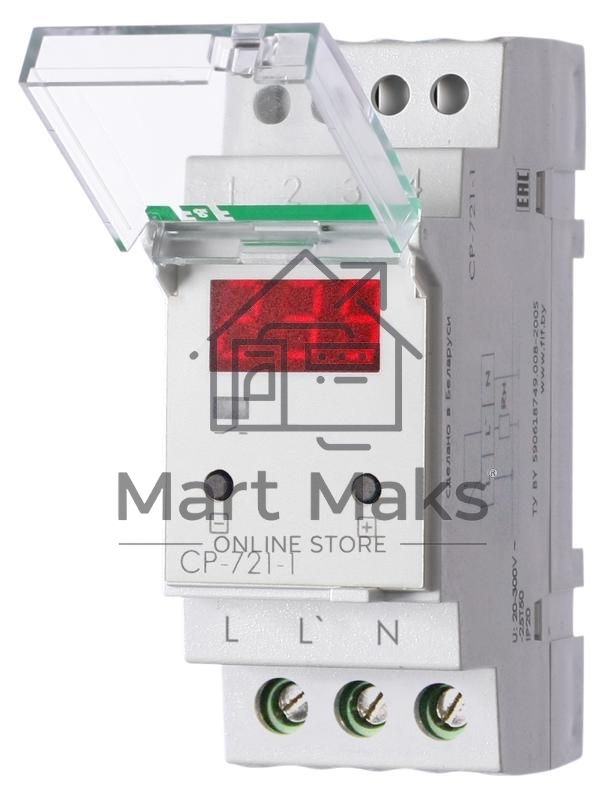 Реле напряжения CP-721-1 (однофазное; цифровая индикация; напряжение питания 50-450В контакт 1NO 63А встроен. таймер регистрация аварий в памяти индикация текущего напряжения) (аналог УЗМ) F&F EA04.009.013