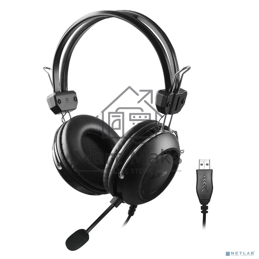 Наушники с микрофоном A4Tech HU-35 черный 2м накладные USB оголовье