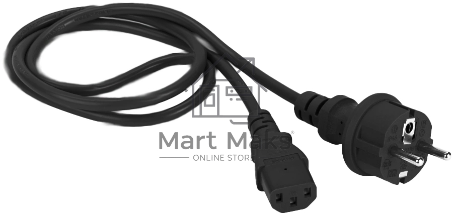 Шнур питания C13-Schuko прямая, 3х0.75, 220В, 10А, черный, 2 метра