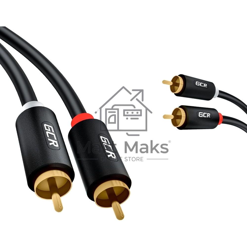 Кабель Greenconnect GCR-53116 5.0m аудио 2 х RCA / 2 х RCA, GOLD, черный