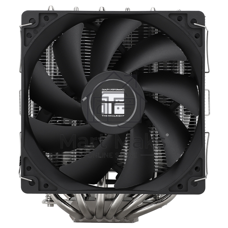 Кулер для процессора Thermalright Peerless Assassin 120 SE черный (4-pin PWM, 155mm, Ni/Cu, 6x6mm, 2x120mm, 66.17CFM, 25.6dBA, 1550RPM, S: 1200, 1700, 1851, 115X, AM4, AM5, silver, black)