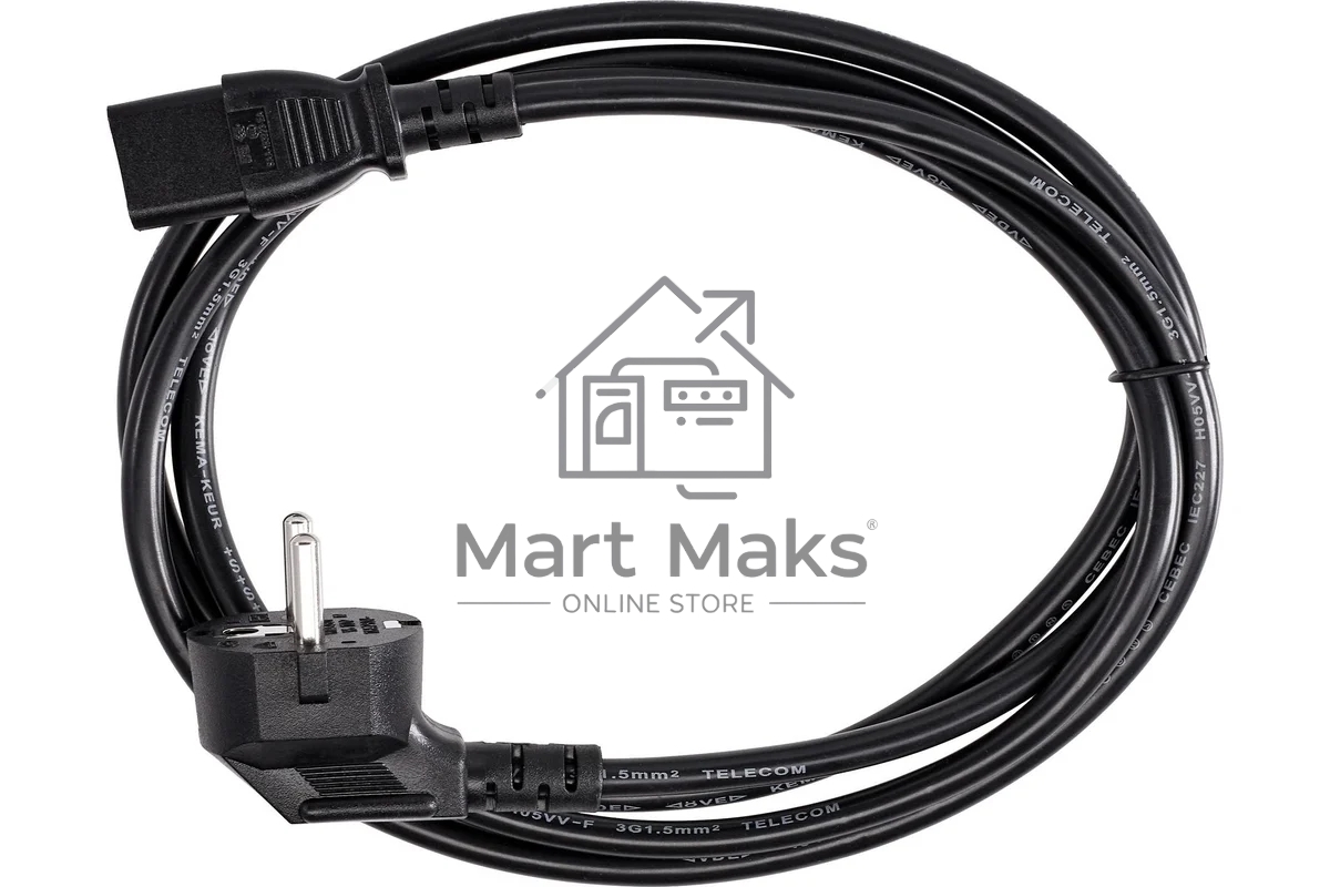 Кабель комп - розетка 220V EU (угловой) 3GX1,5mm2, 1,8m, медь, Telecom