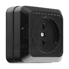 Розетка 2П открытой установки IP20 10А 250В (керамика) черная  Альфа General