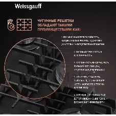 Газовая варочная панель Weissgauff HGG 451 BFh Nano Matt Glass