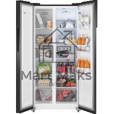 Холодильник Weissgauff WSBS 500 Inverter NoFrost Black двухкамерный 270/180л морозилка слева, No Frost, Side by Side