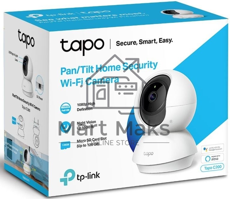 Камера 1080P indoor IP camera, 360° horizontal and 114° vertical range, Night Vision, Motion Detection, 2-way Audio, support 128G MicroSD card