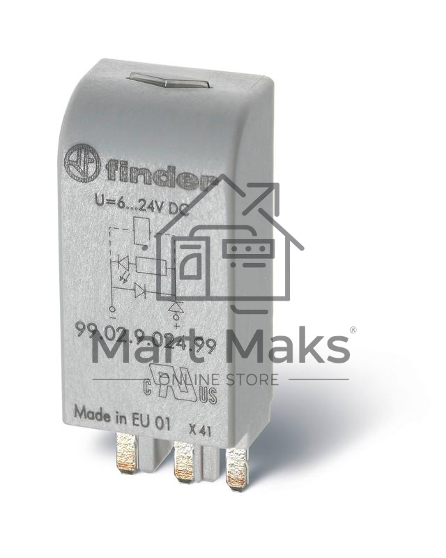 Модуль индикации и защиты LED + диод ( + A1) 6...24В DC зел. FINDER 9902902499